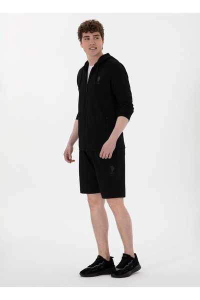 U.S. Polo Assn. Siyah Erkek Regular Fit Sweat Şort TEROY