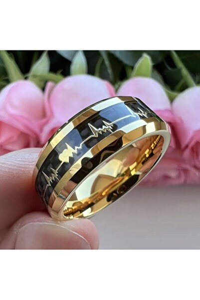 Vipfoni 8 mm Kalp Atışı EKG Aşk Paslanmaz Çelik Unisex Yüzük