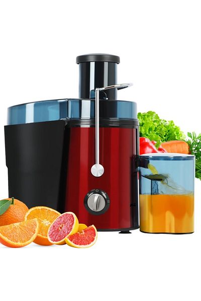 BLEKSY Fruit and vegetable juicer, BLEKSY®, Power 1000 W, Juice container 500 ml, Pulp container 1 L, red