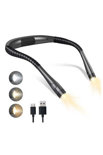 COOYA Bed Reading Neck Light, 3 Colors, 6 Brightness Levels, Long-Lasting, Suitable for Reading, Repairs