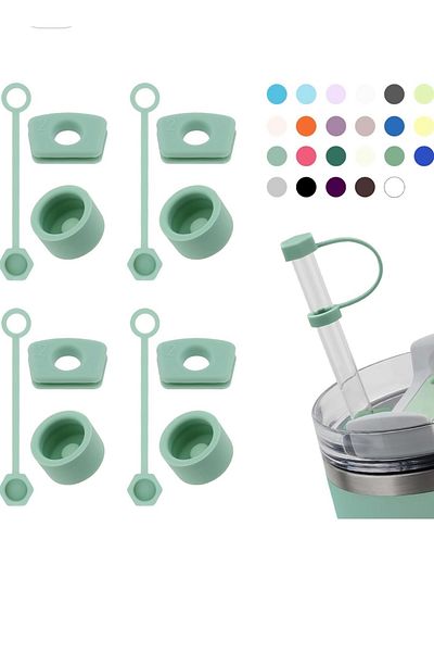 Yenigeldi 2 Sets (6 Pieces) of Eucalyptus , Leak Proof Set for 40 and 30 oz Thermos for Straw