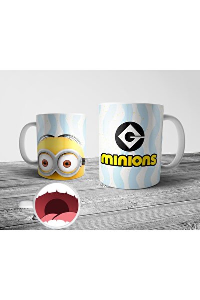 Pixxa Minions Despicable Me Alt Tabanı Ağız Tasarımlı Kupa Bardak