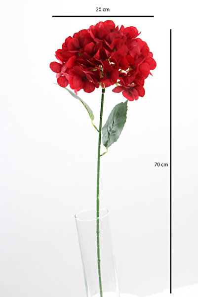 Yapay Çiçek Deposu Yapay Koca Kafa Ortanca Dalı 70 cm Kırmızı