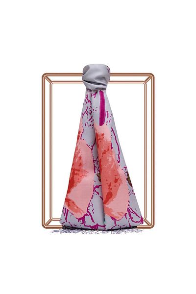 ipekevi Wild Rose Silk Shawl 02607-Lilac Blue