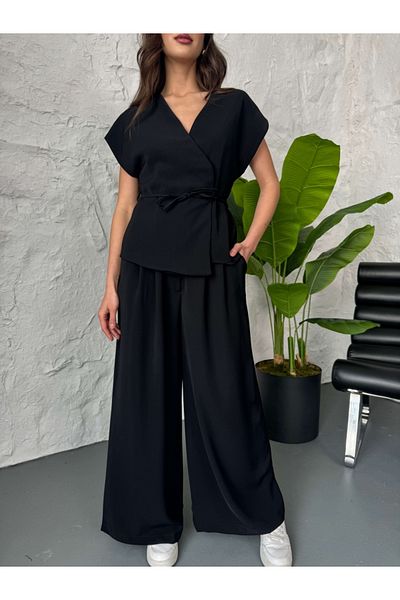 Elif Özbey Butik Black Asymmetrical Vest Pants Suit