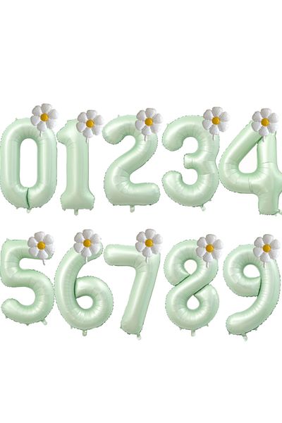 Choice Number 1 40inch Olive Green 2pcs Daisy Foil Balloons Set Cream Caramel 40inch Number Balloon 0-9 Kid