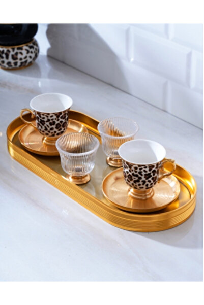 ACAR Ortigia 2 Kişilik Tepsili 7 Parça Kahve Fincanı Takımı