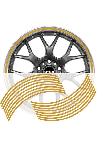 Avex Set de 16 inele autocolante pentru jante de culoare auriu lucios