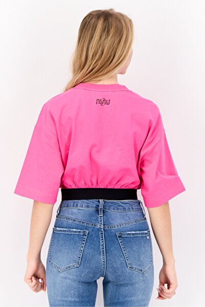 Esprit Women Crew Neck Graphic Print Short Sleeves Top, Pink