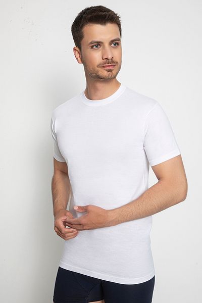 saac White Men's 6 Pieces Combed Single Jersey American () Collar Undershirt 910-100 % Cotton