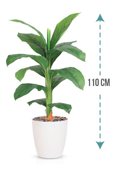 Generic Medium artificial banana leaf tree with plastic pot