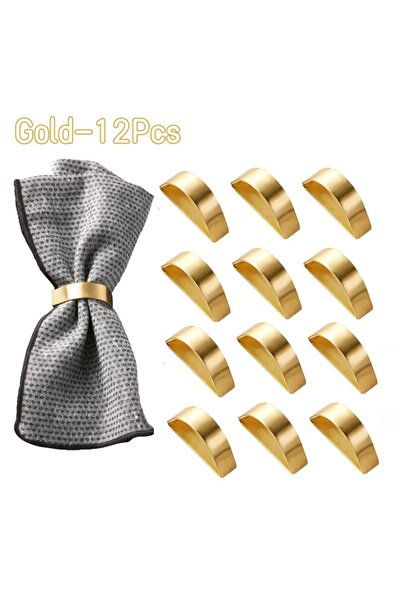 Choice 12 قطعة من الذهب 【عروض مميزة】حلقات مناديل ذهبية مصقولة على شكل سوار، ح...