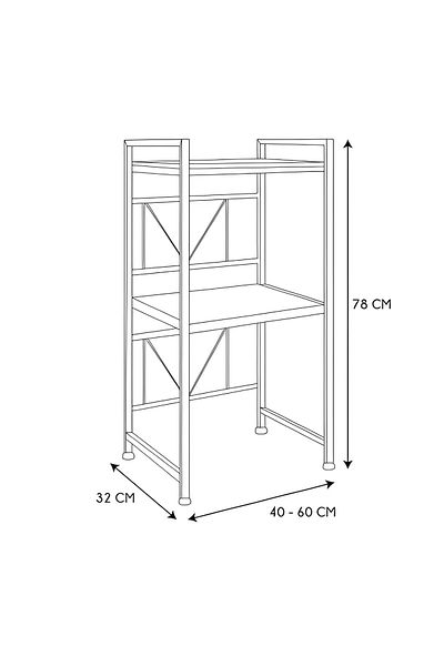 Herum Suport metalic pentru cuptor cu microunde, extensibil, organizator de bucătărie, negru, 40-60 x 32 x 78 cm