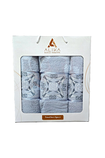 Kotonia Home Set 3 prosoape de baie, jacquard cu broderie, 100% bumbac, 2x50×...