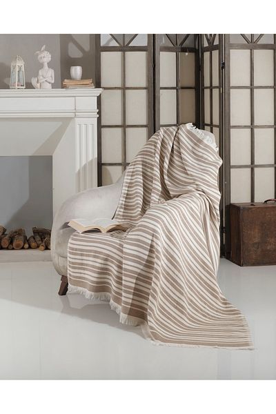 Cyc Atelier Striped Patterned Double Bedspread |   Stylish and Modern Design |   Soft Textured