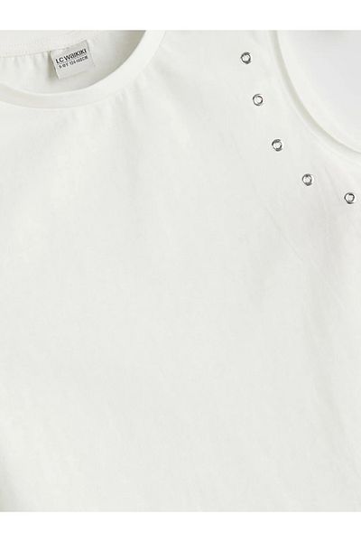 LC Waikiki Lcw Kids Ecru Crew Neck Tassel Detailed Girls Crop Tank Top