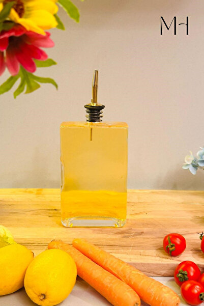 MAKRİ HOME Gold Kapaklı, 500 ml Otantik Ve Şık Cam Yağdanlık , Sızdırmaz,sağl...