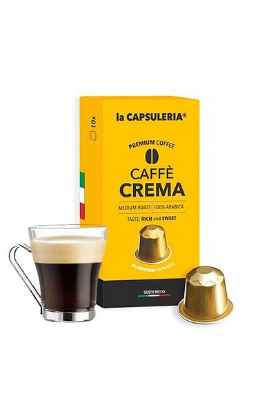 La Capsuleria Crema de cafea, 100% Arabica 10 capsule de aluminiu compatibile Nespresso, La Capsuleria