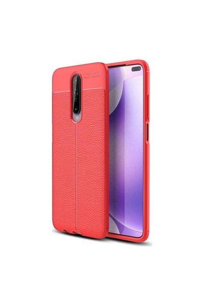 tekno grup جراب Redmi K30 جلد نمط فاخر Niss سيليكون أحمر + واقي شاشة نانو