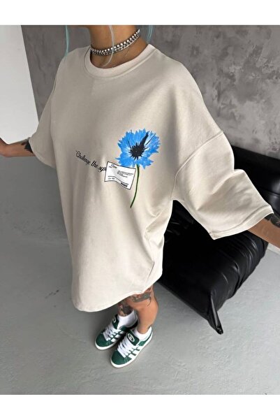 Oyer Moda Μπεζ Unisex κοντομάνικο μπλουζάκι