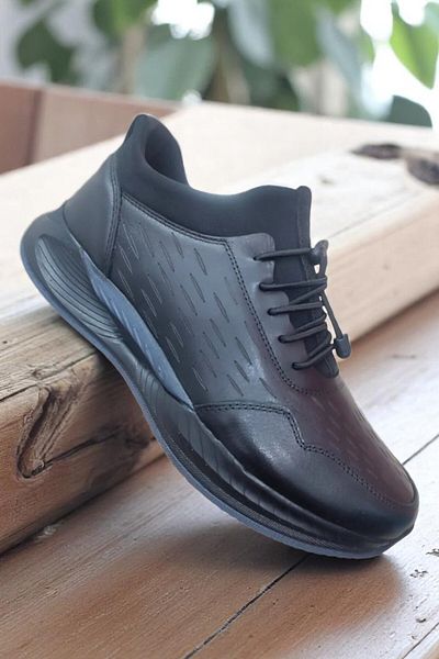 Elit 9851 Black Genuine Leather Orthopedic Men's Casual Shoes