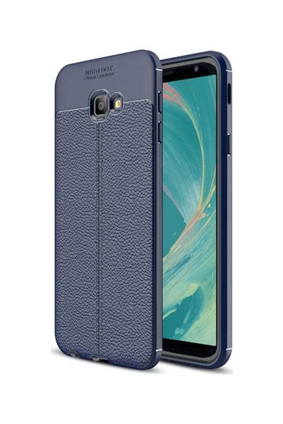 tekno grup Galaxy J4 Plus Case Leather Pattern Luxury Niss Silicone Navy Blue...