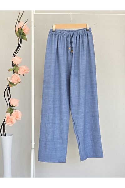 ENDAMIM Linen Pants Large Size Comfortable Fit Without Pockets Elastic Waist