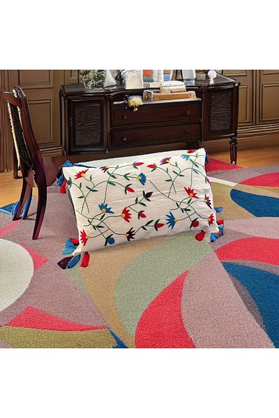 NO BRAND Beautiful Hand Embroidered Cushion- 1 pc