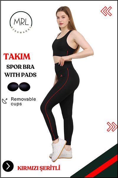 missmaral Costum sport pentru femei Colanți cu talie înaltă Bustieră cu pernă Sport Team Bustieră cu talie înaltă neagră 3041