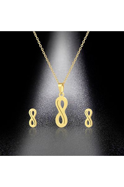 SIC MODA Stainless Steel Necklace With Earrings Set 4113