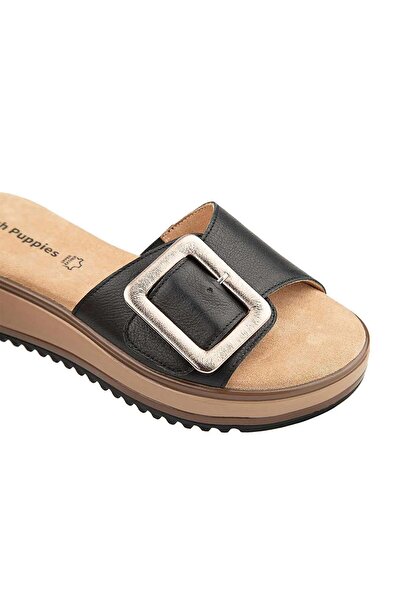 Hush Puppies Icy 625203   Genuine Leather Women's Slippers Black