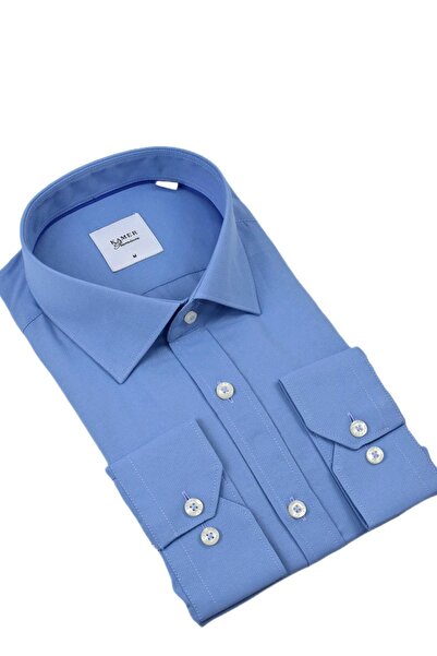 KAMER Чоловіча класична сорочка з довгими рукавами та армурою 33704 BGL-ST04394