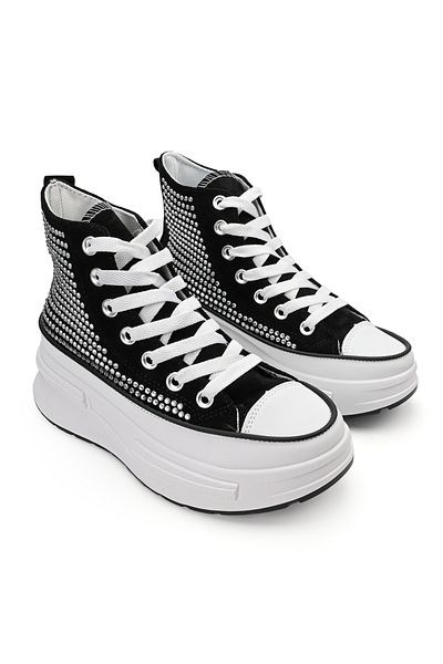 Tmall High-top sneakers with pebbles on the flatform sole, 1251, Black