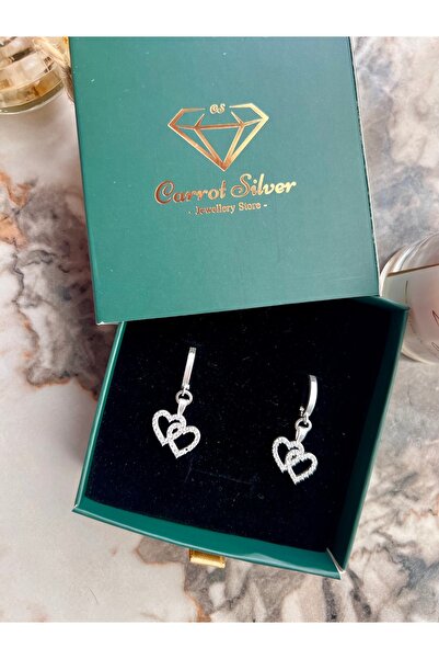 carrot silver 925 Ayar Gümüş Çift Kalp Küpe-earring series