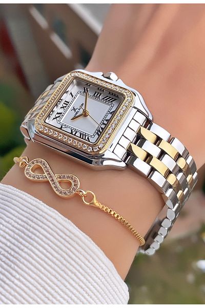 Daniel Klein Mrd11398 Silver Color Rectangular Case Women's Wristwatch with Bracelet Gift