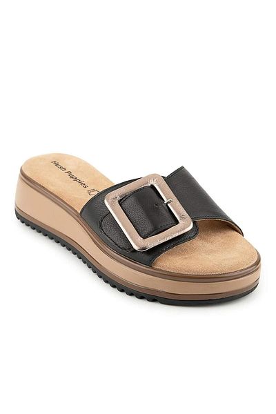 Hush Puppies Icy 625203   Genuine Leather Women's Slippers Black