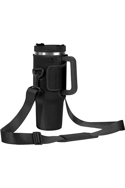 Choice Black Water Bottle Carrier Bag Compatible with 40oz Tumbler with Handle, Water Bottle Holder with Ad