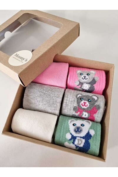 Moonys Socks Collection طقم جوارب بناتي مكون من 6 قطع – نمط الدبدوب