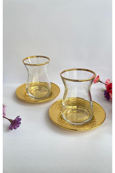 Paşabahçe İrem Ağızı Gilded 12 Piece Tea Set