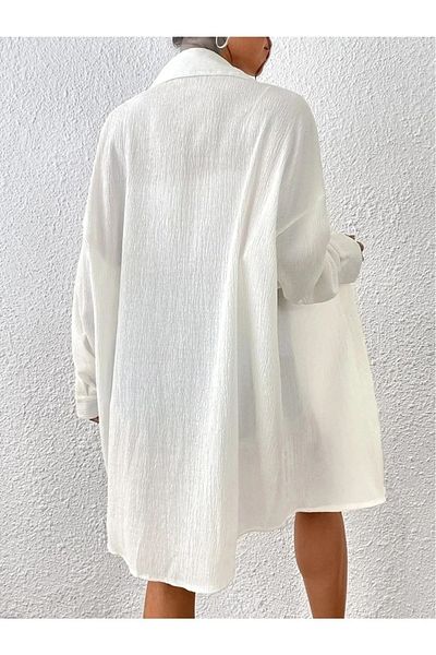 cc collection Women's Oversize Wrapped Linen Blend Shirt
