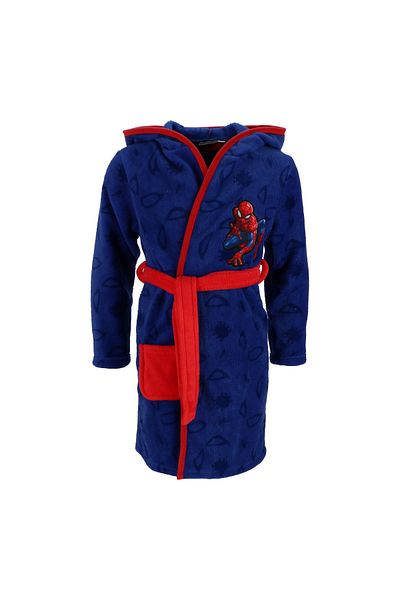 SPIDERMAN Coral fleece hooded bathrobe, 122-128 cm, Navy blue, Marvel Spiderman