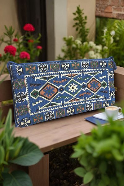 mdhomecarpet Γωνία Şark Διακοσμητικό μαξιλάρι πλάτης με μοτίβο με επικάλυψη χαλιού 42x95 με σφουγγάρι - Αυθεντική διακόσμηση σπιτιού
