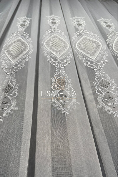 LisabellaHome Saray Esintisi Важкий оксамитовий корд з вишивкою, драпірована тюлева штора (1x2,5, щільні складки)