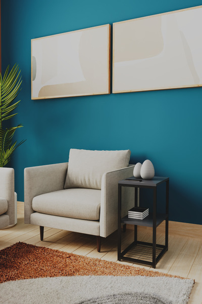 interGO Metal Ayaklı ve Ahşap Raflı Dekoratif Yan Sehpa