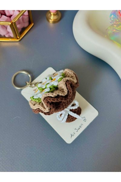 stainless steell Mini Knitted Corsage Keychain Daisy (1 Pcs)