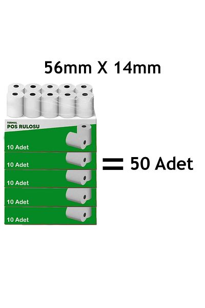Merwish 56mm X 14m Thermal Pos Roll Paper Clear Printing Compatible for Thermal Printer and Cash Register 5 Pack 50 Pcs