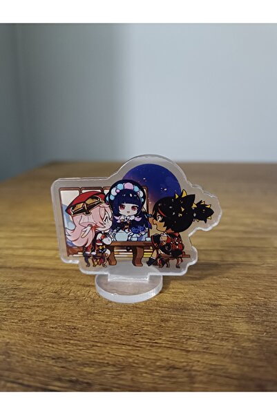 mertfigur Genshin Small Acrylic Stand Stand Zhongli Qiqi Keqing Acrylic Figure (4-5 cm)