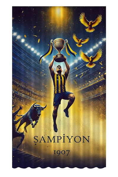 Bertille Home Παιδικό και βρεφικό δωμάτιο Κίτρινο Navy Blue Fan Football Series Backdrop Curtain Μονόφυλλο (CURTAIN)