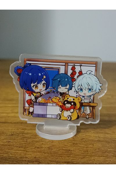 mertfigur Genshin Small Acrylic Stand Stand Zhongli Qiqi Keqing Acrylic Figure (4-5 cm)
