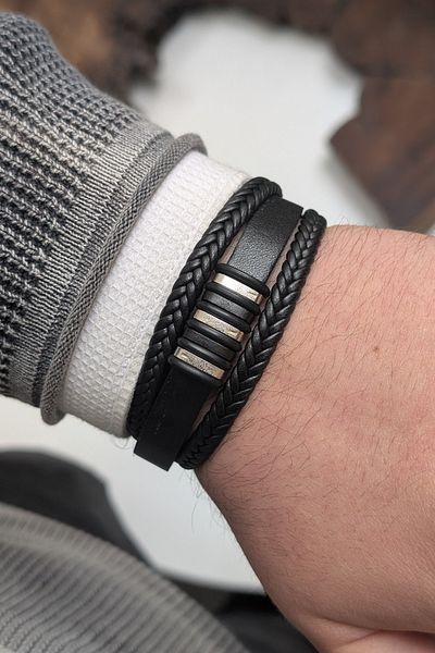 cheetah quality Custom Made Genuine Leather Men's Bracelet